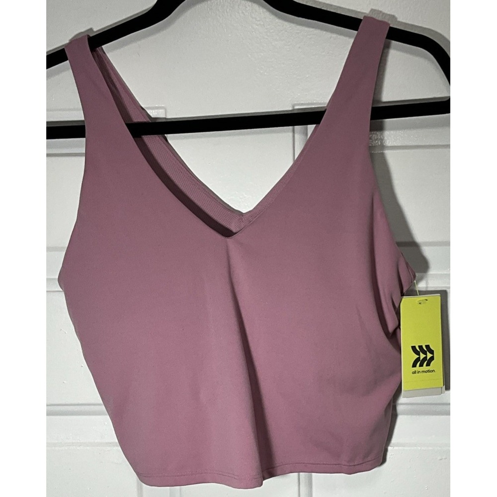 All In Motion Light Support V-Neck Crop Mauve/Pink Sports Bra Women's Large